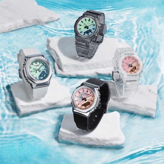Casio G-Shock Women GM-S2110SR-7A White Bio-based Resin Band Women Sport Watch