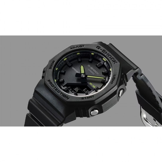 Casio G-Shock Women Seasonal Sporty Accent Color Series GMA-P2100SA-1A2 Black Bio-based Resin Band Women Sport Watch