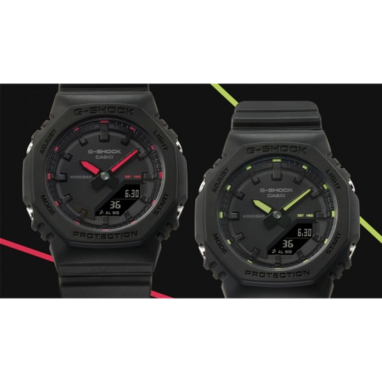 Casio G-Shock Women Seasonal Sporty Accent Color Series GMA-P2100SA-1A2 Black Bio-based Resin Band Women Sport Watch