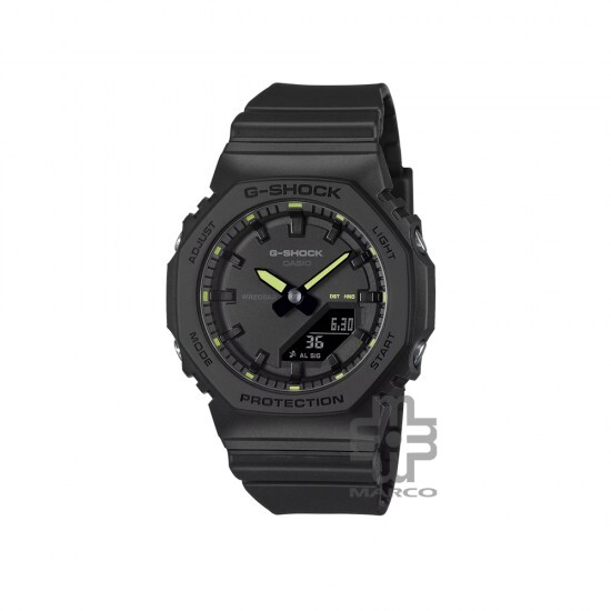 Casio G-Shock Women Seasonal Sporty Accent Color Series GMA-P2100SA-1A2 Black Bio-based Resin Band Women Sport Watch