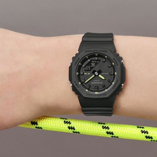 Casio G-Shock Women Seasonal Sporty Accent Color Series GMA-P2100SA-1A2 Black Bio-based Resin Band Women Sport Watch