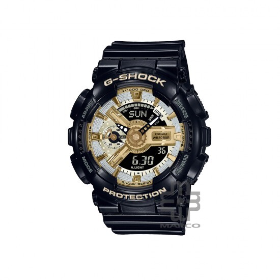 Casio G-Shock Women Black x Gold Series GMA-S110GB-1A Black Resin Band Sports Watch