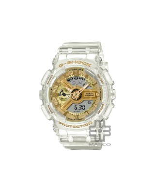 Casio G-Shock Women Clear & Gold Series GMA-S110SG-7A Translucent Resin Band Sport Watch