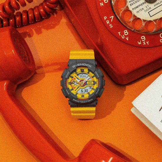 Casio G-Shock Women Retro 90s Sport Series GMA-S110Y-9A Yellow Resin Band Sport Watch