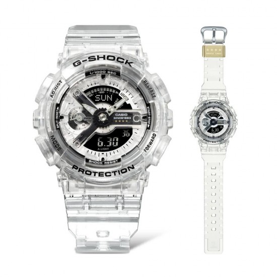Casio G-Shock Women Clear Remix Series GMA-S114RX-7A White Transparent Resin Band Sports Watch