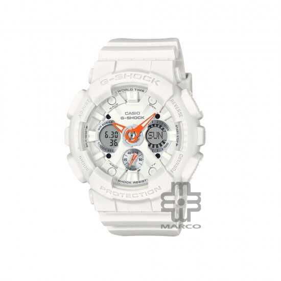 Casio G-Shock Women Seasonal Sporty Accent Color Series GMA-S120SA-7A1 White Bio-based Resin Band Women Sport Watch