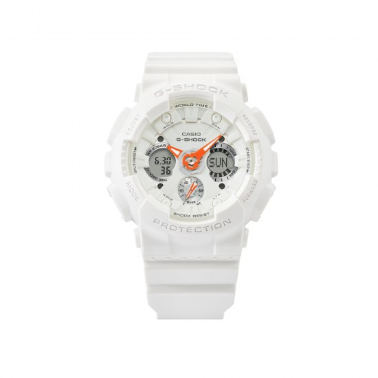 Casio G-Shock Women Seasonal Sporty Accent Color Series GMA-S120SA-7A1 White Bio-based Resin Band Women Sport Watch