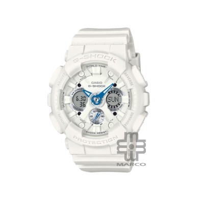 Casio G-Shock Women Seasonal Sporty Accent Color Series GMA-S120SA-7A2 White Bio-based Resin Band Women Sport Watch