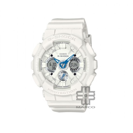 Casio G-Shock Women Seasonal Sporty Accent Color Series GMA-S120SA-7A2 White Bio-based Resin Band Women Sport Watch
