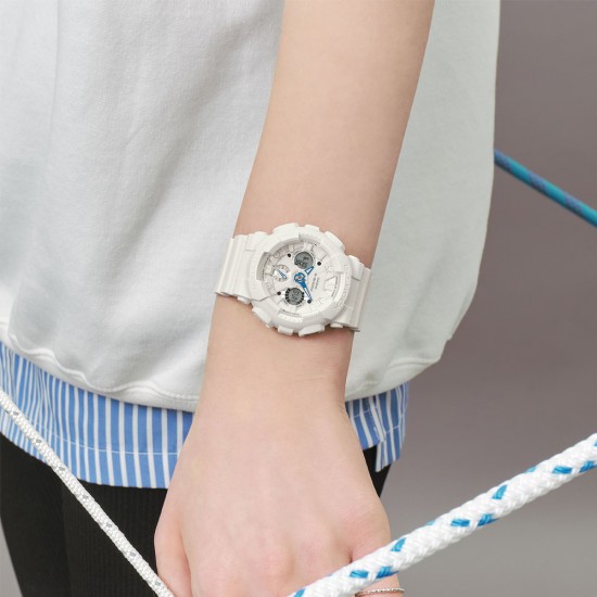 Casio G-Shock Women Seasonal Sporty Accent Color Series GMA-S120SA-7A2 White Bio-based Resin Band Women Sport Watch