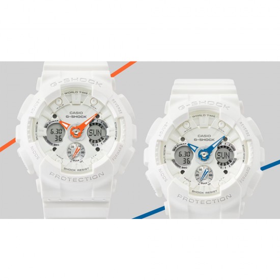 Casio G-Shock Women Seasonal Sporty Accent Color Series GMA-S120SA-7A2 White Bio-based Resin Band Women Sport Watch