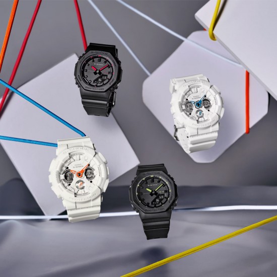 Casio G-Shock Women Seasonal Sporty Accent Color Series GMA-S120SA-7A2 White Bio-based Resin Band Women Sport Watch