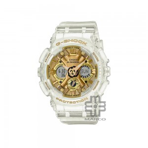 Casio G-Shock Women Clear & Gold Series GMA-S120SG-7A Translucent Resin Band Sport Watch