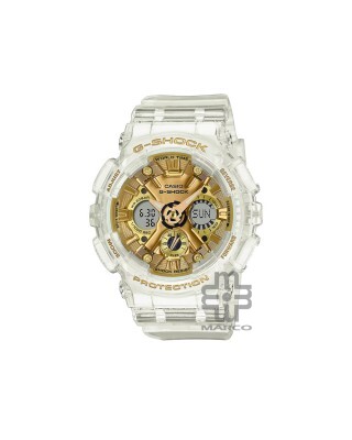 Casio G-Shock Women Clear & Gold Series GMA-S120SG-7A Translucent Resin Band Sport Watch