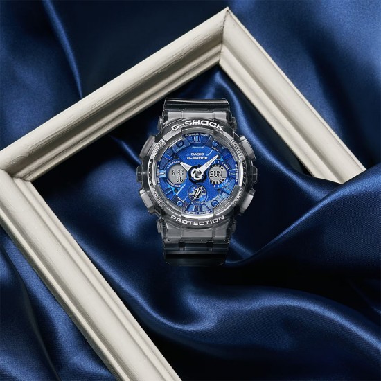 Casio G-Shock Women Girls Ice Smurfs Series GMA-S120TB-8A Grey Translucent Resin Band Sport Watch