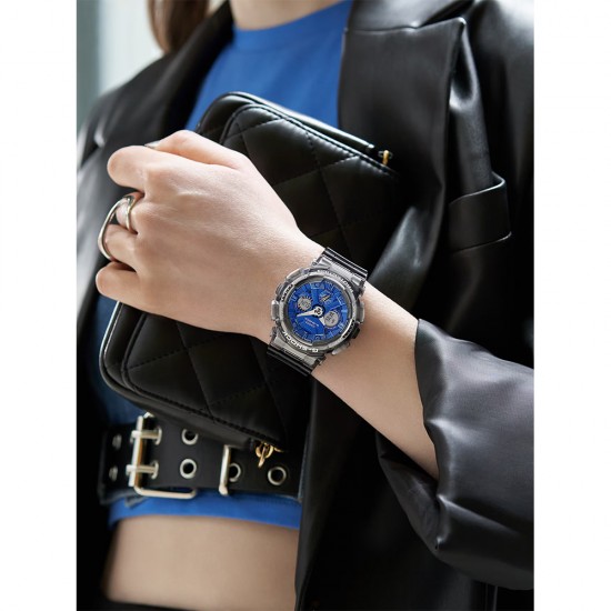 Casio G-Shock Women Girls Ice Smurfs Series GMA-S120TB-8A Grey Translucent Resin Band Sport Watch