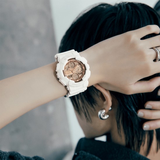 Casio G-Shock Women GMA-S140PG-7A White Bio-based Resin Band Women Sport Watch
