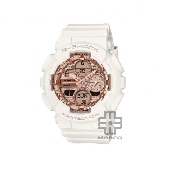 Casio G-Shock Women GMA-S140PG-7A White Bio-based Resin Band Women Sport Watch