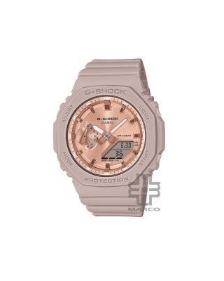 Casio G-Shock Women Pink Gold Metallic Dial GMA-S2100MD-4A Beige Resin Band Sports Watch