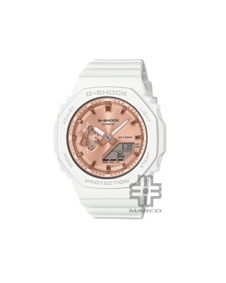 Casio G-Shock Women Pink Gold Metallic Dial GMA-S2100MD-7A White Resin Band Sports Watch