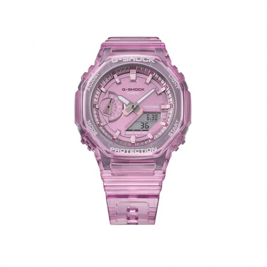 Casio G-Shock Women Metallic Skeleton Series GMA-S2100SK-4A Crystal Pink Translucent Resin Band Sports Watch Casio G-Shock Women Metallic Skeleton Series GMA-S2100SK-4A Crystal Pink Translucent Resin Band Sports Watch