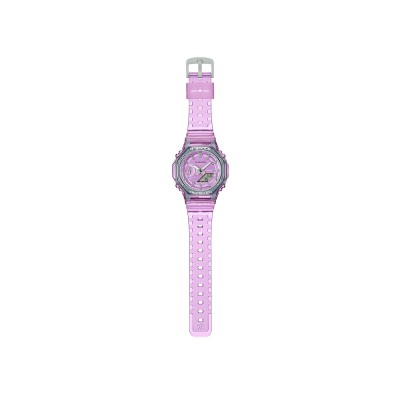 Casio G-Shock Women Metallic Skeleton Series GMA-S2100SK-4A Crystal Pink Translucent Resin Band Sports Watch