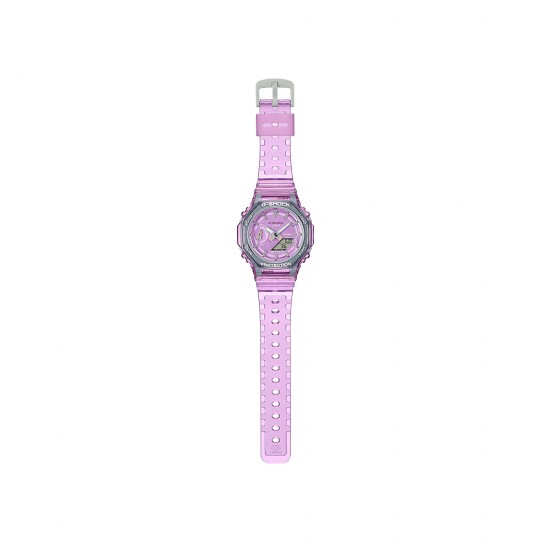 Casio G-Shock Women Metallic Skeleton Series GMA-S2100SK-4A Crystal Pink Translucent Resin Band Sports Watch Casio G-Shock Women Metallic Skeleton Series GMA-S2100SK-4A Crystal Pink Translucent Resin Band Sports Watch