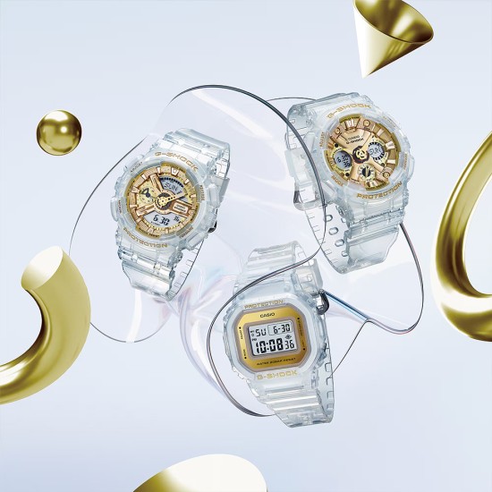 Casio G-Shock Women Clear & Gold Series GMD-S5600SG-7 Translucent Resin Band Sport Watch Casio G-Shock Women Clear & Gold Series GMD-S5600SG-7 Translucent Resin Band Sport Watch