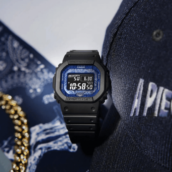 Casio G-Shock Blue Paisley Series GW-B5600BP-1 Black Resin Band Men Sports Watch