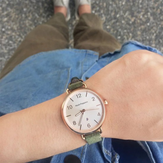 Hush Puppies Orbz HP.3874L.2505 Green Leather Band Women Watch