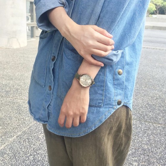 Hush Puppies Orbz HP.3874L.2505 Green Leather Band Women Watch