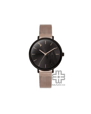 Hush Puppies Orbz HP.3876L.9502 Black Gold Mesh Stainless Steel Band Women Watch