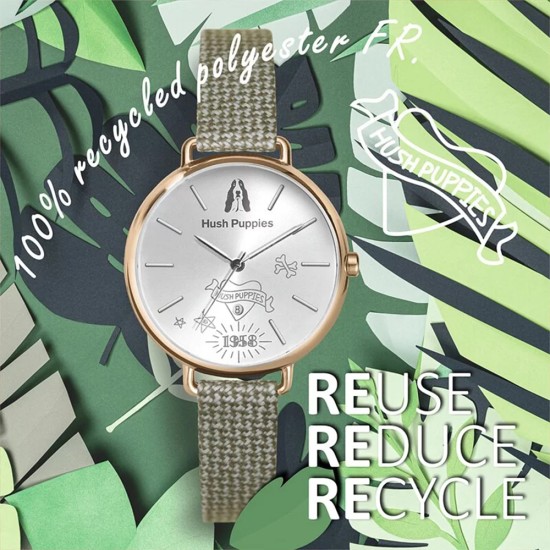 Hush Puppies Orbz HP.3889L.9505 Dark Grey Recycled Polyester Band Women Watch
