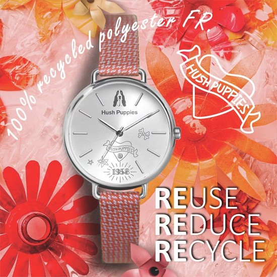 Hush Puppies Orbz HP.3889L.9509 Red Recycled Polyester Band Women Watch