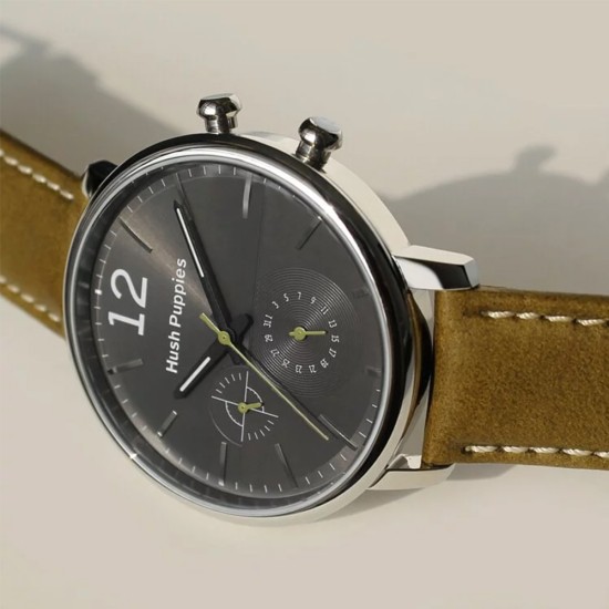 Hush Puppies Orbz HP.7154M.2508 Multi-Function Dark Green Leather Band Men Watch