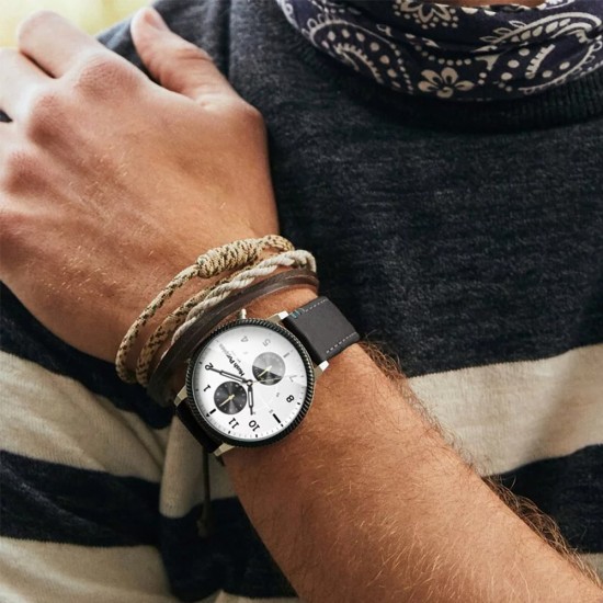 Hush Puppies Signature HP.7156M.2501 Multi-Function Black Leather Band Men Watch