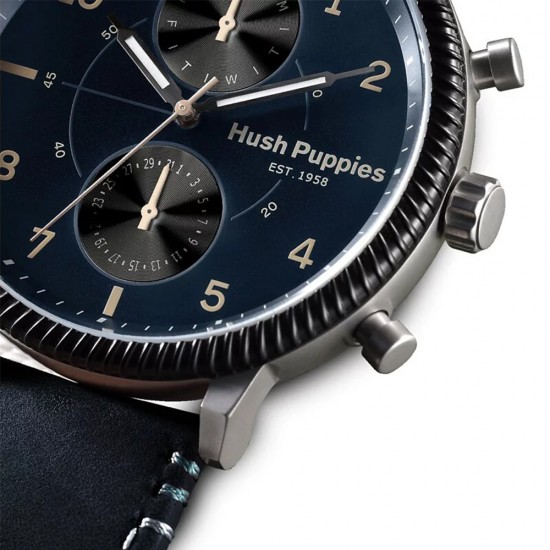 Hush Puppies Signature HP.7156M.2503 Multi-Function Black Leather Band Men Watch