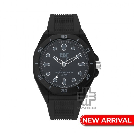 CAT OCTA-SHIELD JA-110-21-111 Black Silicone Band Analog Watch | 10 ATM | 43 MM | 2Y Warranty