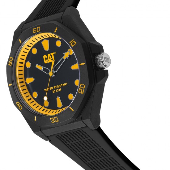 CAT OCTA-SHIELD JA-110-21-117 Black Silicone Band Analog Watch | 10 ATM | 43 MM | 2Y Warranty