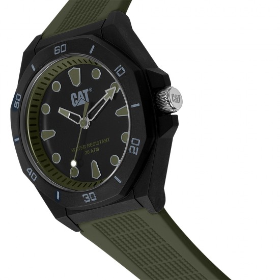 CAT OCTA-SHIELD JA-110-23-312 Green Silicone Band Analog Watch | 10 ATM | 43 MM | 2Y Warranty