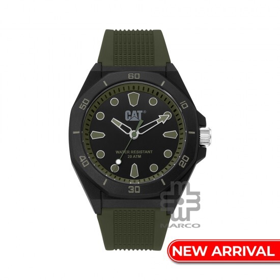 CAT OCTA-SHIELD JA-110-23-312 Green Silicone Band Analog Watch | 10 ATM | 43 MM | 2Y Warranty