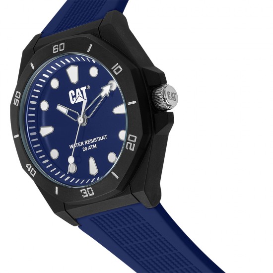 CAT OCTA-SHIELD JA-110-26-612 Blue Silicone Band Analog Watch | 10 ATM | 43 MM | 2Y Warranty