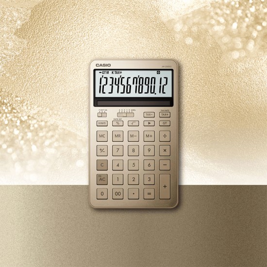 Casio Stylish Calculators JW-200DQ-GD Compact Desk Type (Gold)