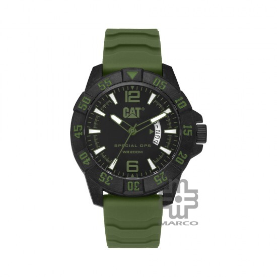 CAT SPECIAL OPS K4-121-23-133 Army Green Silicone Strap Men Watch