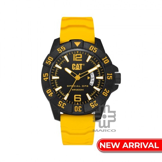 CAT SPECIAL OPS K4-121-27-137 Yellow Silicone Strap Men Watch CAT SPECIAL OPS K4-121-27-137 Yellow Silicone Strap Men Watch