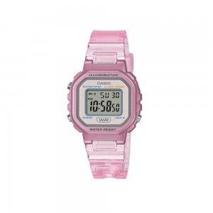 Casio General LA-20WHS-4A Digital Pink Translucent Resin Band Kids Watch