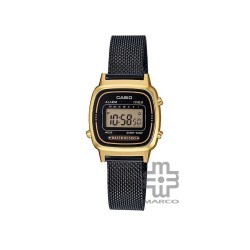 Casio Vintage LA670WEMB-1 Black Gold Stainless Steel Mesh Band Women Watch
