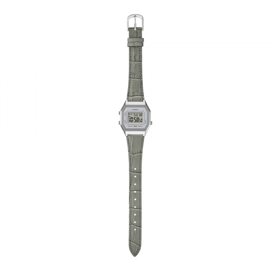 Casio Vintage LA680WEL-8A2 Grey Leather Band Women Watch