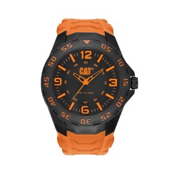 Caterpillar MOTION LB-111-24-134 | Black Orange | Rubber Strap| 45.5MM | 2Y Warranty