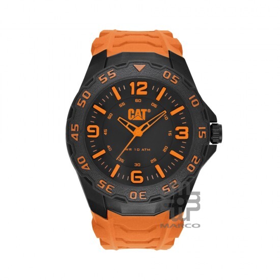 Caterpillar MOTION LB-111-24-134 | Black Orange | Rubber Strap| 45.5MM | 2Y Warranty